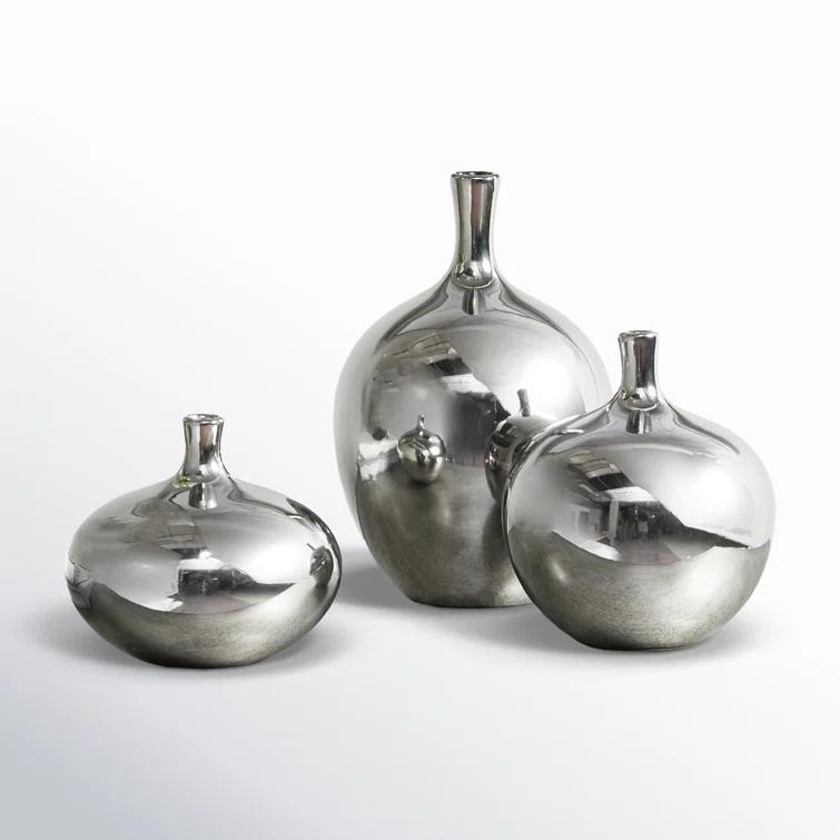 Ansen Mirrored Ceramic Decorative Vases 3-piece set