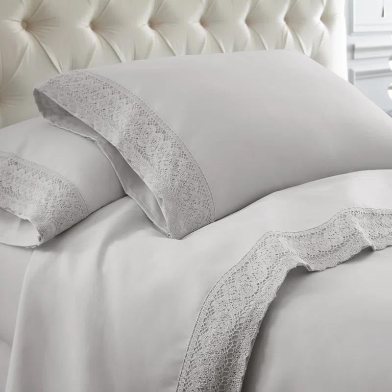 Modern Threads Modern Threads Yate Soft Microfiber Crochet Lace Sheets - Luxurious Microfiber Bed Sheets - Includes Flat Sheet, Fitted Sheet with Deep Pockets, & Pillowcases