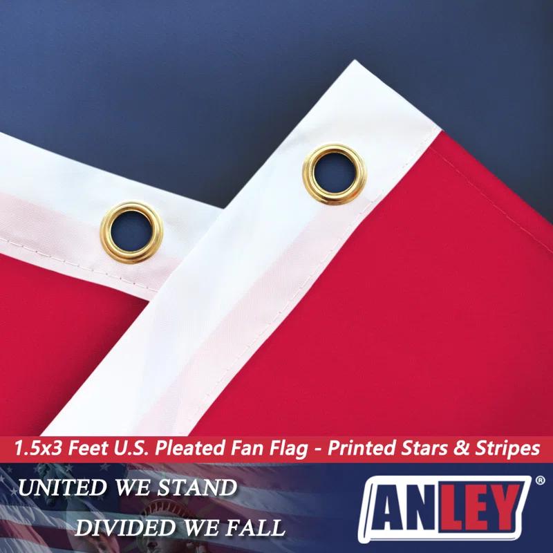 ANLEY USA Pleated Fan Flag, 1.5x3 ft American US Bunting Flag (Set of 2)