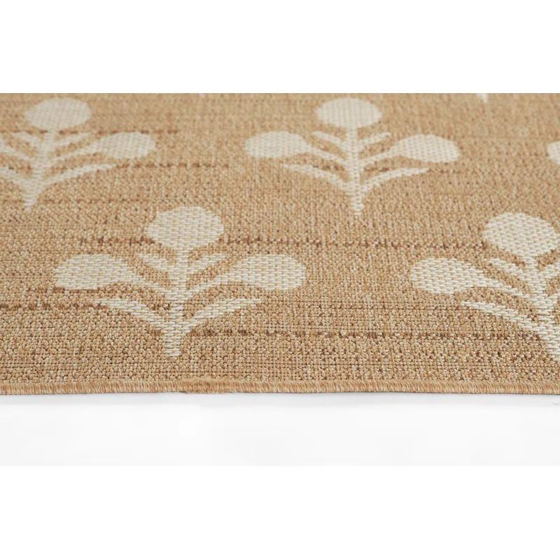 Erin Gates by Momeni Saybrook Floral Power Loom Polypropylene Plastic Indoor / Outdoor Area Rug in Beige/Brown