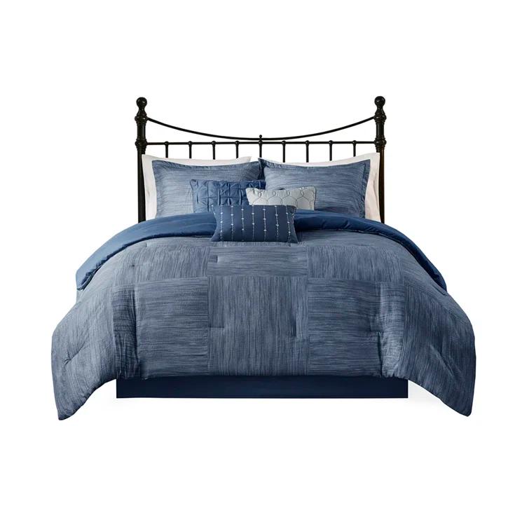 Madison Park Walter 7 Piece Printed Weave Seersucker Comforter Set