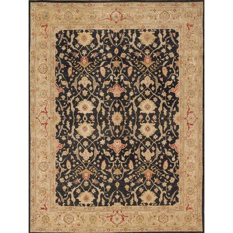 Bokara Rug Co., Inc. Rectangle Oriental Hand-Knotted Wool Area Rug in Black/Brown/Red