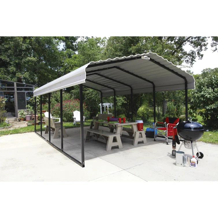 Arrow Steel Carport, 12 ft. x 20 ft. x 7 ft. Galvanized Black/Charcoal