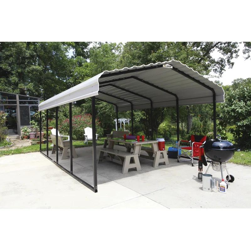 Arrow Steel Carport, 12 ft. x 20 ft. x 7 ft. Galvanized Black/Charcoal