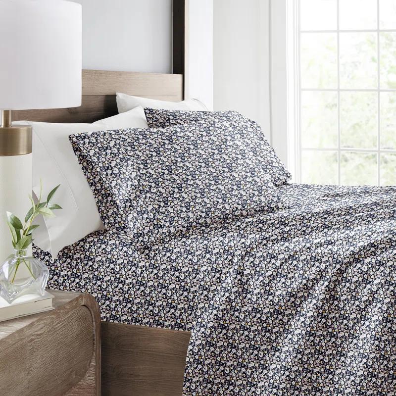 IEnjoy Home 4 Piece Sheet Set Patterned Microfiber Ultra Soft Bedding in Floral Dream