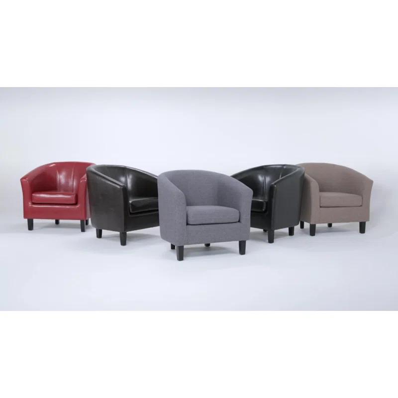 Simpli Home Austin 30"W Upholstered Vegan Faux Leather Contemporary Tub Accent Chair with High Arms and Deep Seat