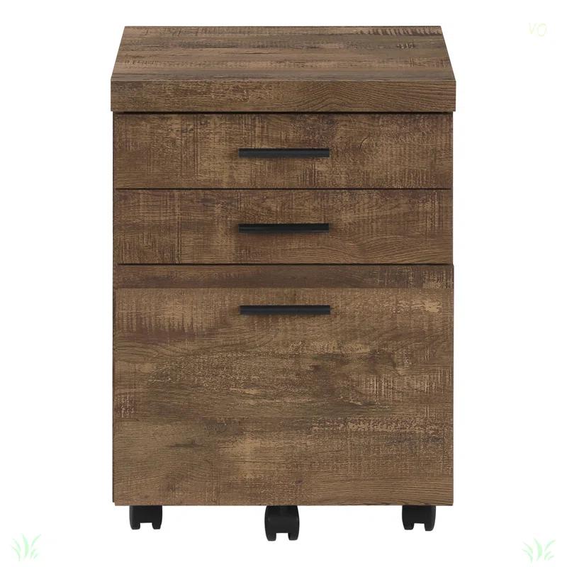 Millwood Pines File Cabinet, Rolling Mobile, Storage Drawers, Printer Stand, Office, Work, Brown Laminate, Contemporary, Modern