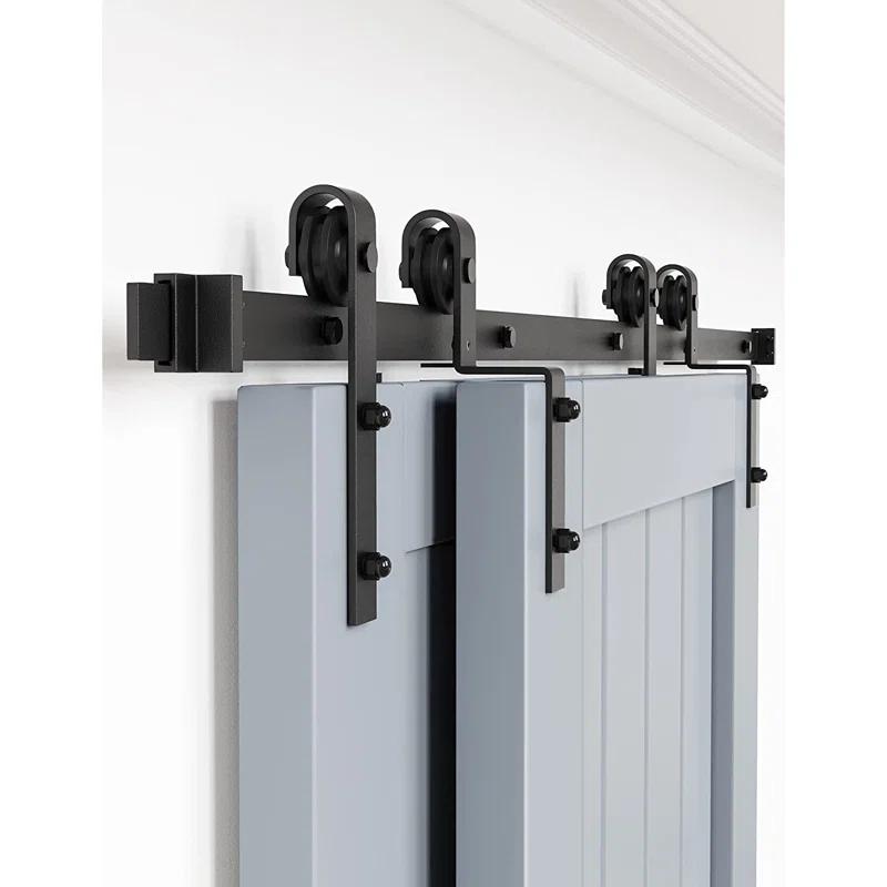 Lazio Steel Double Door Barn Door Hardware Kit Single Bypass