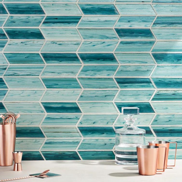 Bond Tile Tara Chevron 11.73 in. x 11.74 in. Molten Glass Mosaic Wall Tile (0.96 Sq. Ft. / Sheet)