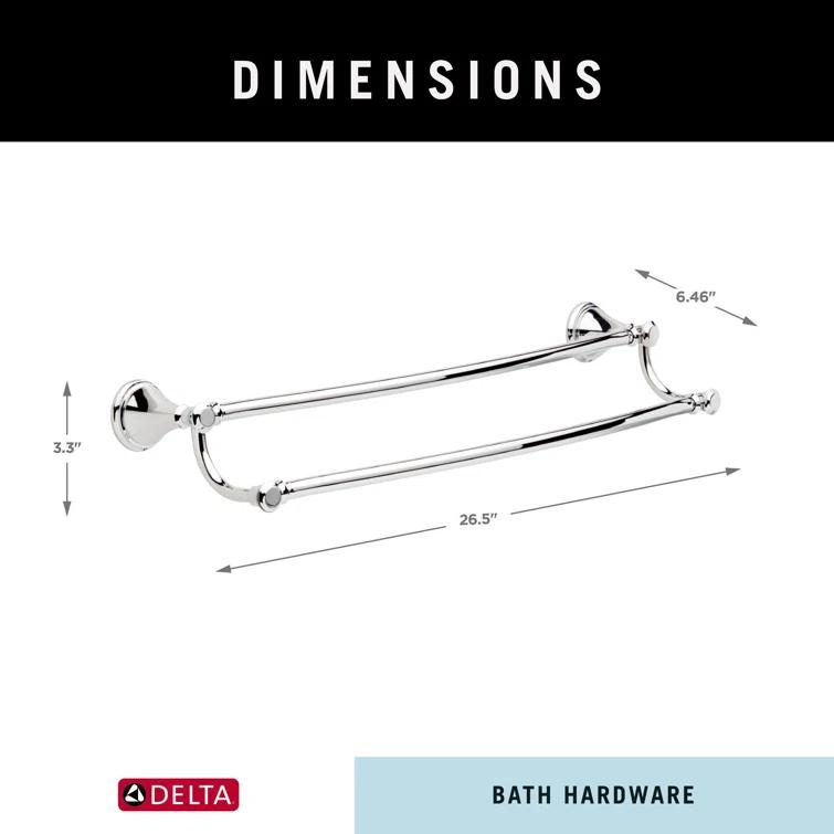 Cassidy 24 in. Wall Mount Double Towel Bar Bath Hardware Accessory