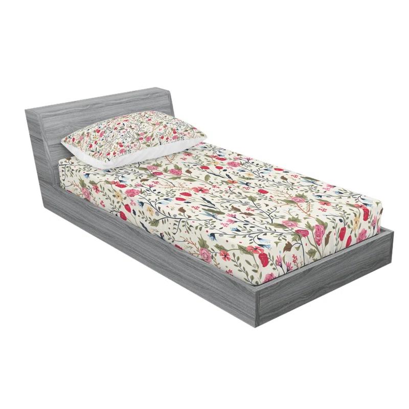 Ambesonne Microfiber Floral Sheet Set