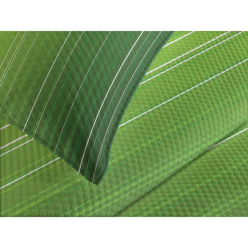 Ambesonne Ambesonne Sage Bedspread Set Ombre Color Stripe Digital Green Pale Green White