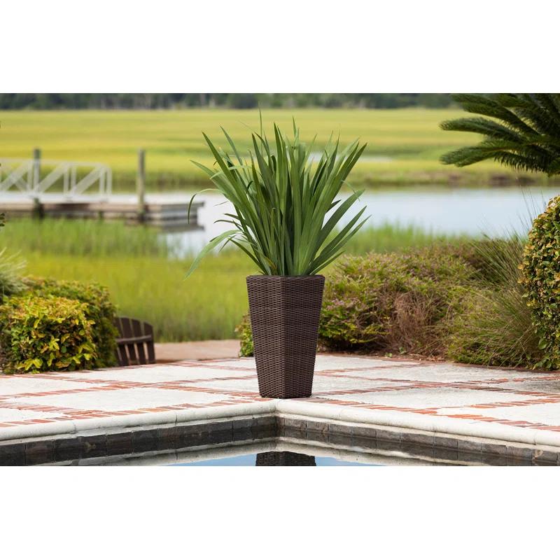 PatioSense Alto Balkene Home Alto Wicker Planter with Liners ,Tall Plant Decor Box for Outdoors - Mocha - Pack of 2