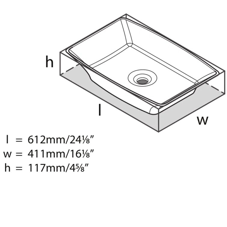 Victoria + Albert Ravello 24" x 16" Rectangular Vessel Lavatory Sink VB-RAV-60-NO
