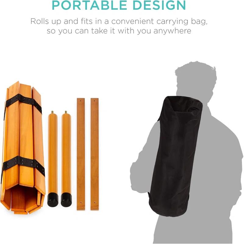 KIBNOF Best Choice Products 28x28in Foldable Indoor Outdoor All-Purpose Portable Wooden Table for Picnics, Camping, Beach, Tailgating, Patio, Kitchen, Living Room w/Carrying Case - Brown