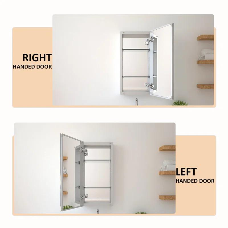 W 24'' H Frameless Medicine Cabinet Mirror 2 Adjustable