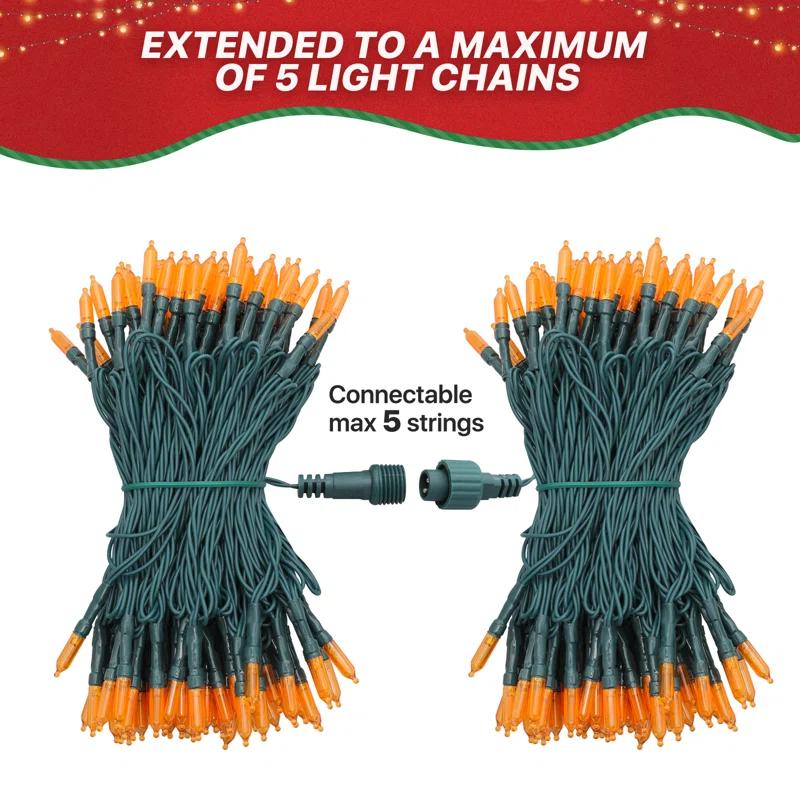 Bring Home Furniture 516" Halloween & Christmas Decorative 100-Bulb LED String Lights, Outdoor Waterproof, Reusable