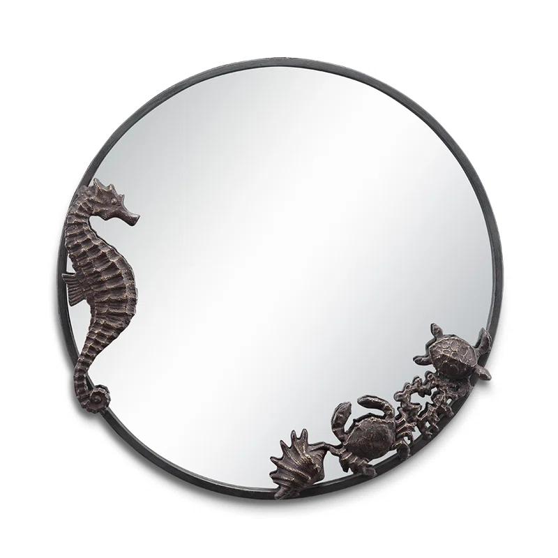 Beachcrest Home™ Seahorse and Sea Life Round Wall Mirror