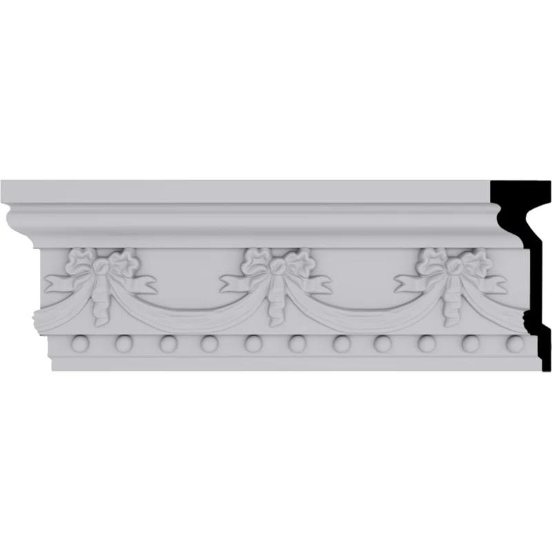 Ekena Millwork 6 1/4"H x 2"P x 94 1/2"L Federal Swag & Bow Chair Rail Moulding