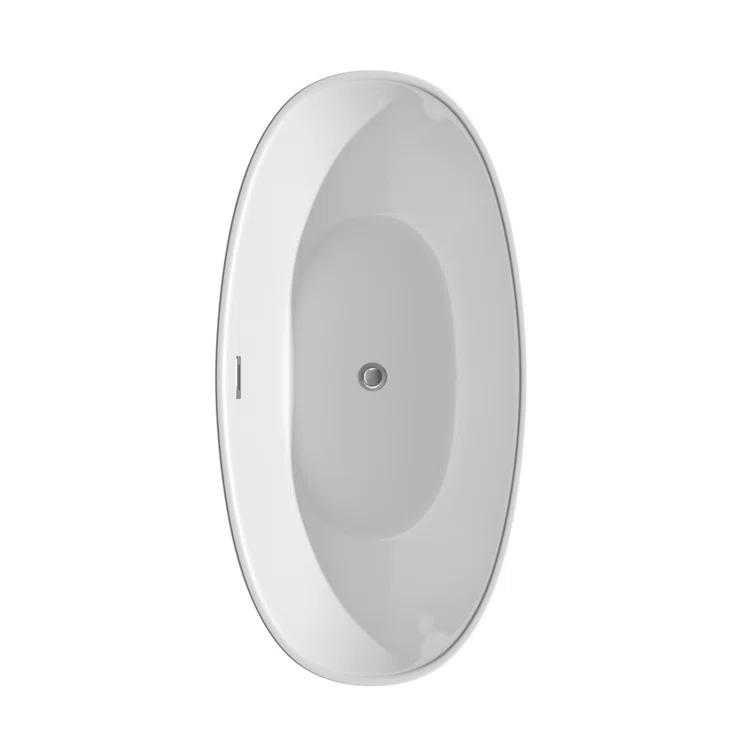 Wyndham Collection Dorrit 60" x 32" Freestanding Soaking Acrylic Bathtub with Faucet WCBTE652060ATP11PC