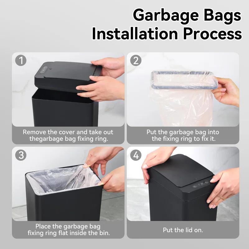 FEIYAN Automatic Bathroom Trash Can 2.6 Gallon Touchless Garbage Cans With Lid 2 Pack Small Slim Motion Sensor Smart Trash Bin For Bedroom, Bathroom, Office, Kitchen, Living Room, White | Wayfair