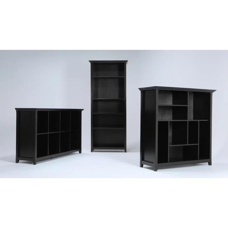 Simpli Home Amherst 30"W Solid Wood 5 Shelf Bookcase with Adjustable Shelves