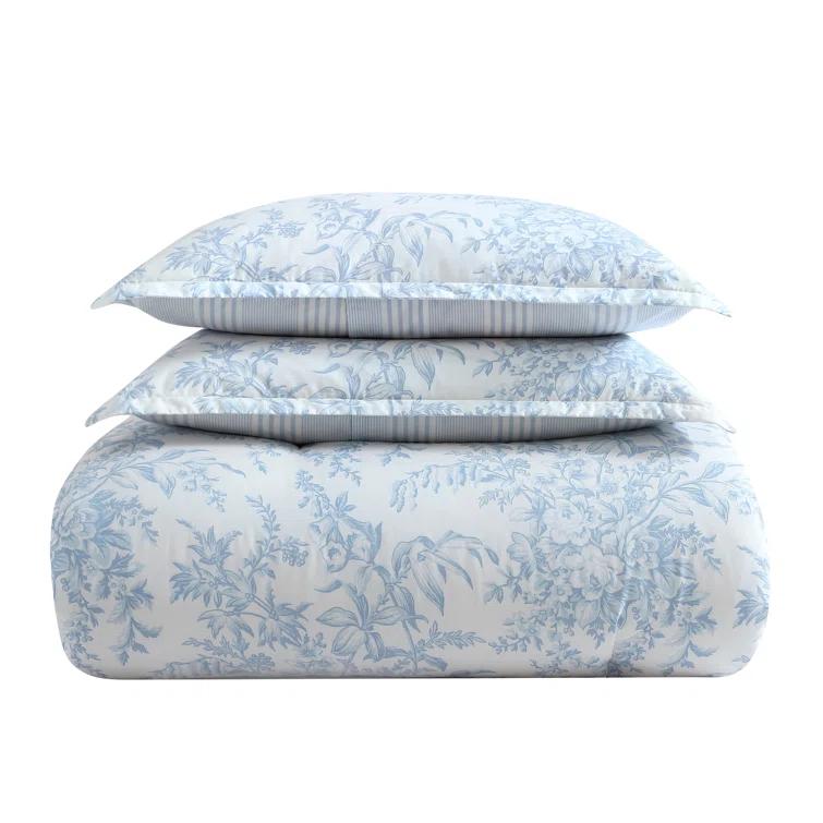 Laura Ashley Laura Ashley Bedford Reversible Cotton Blue Comforter Set