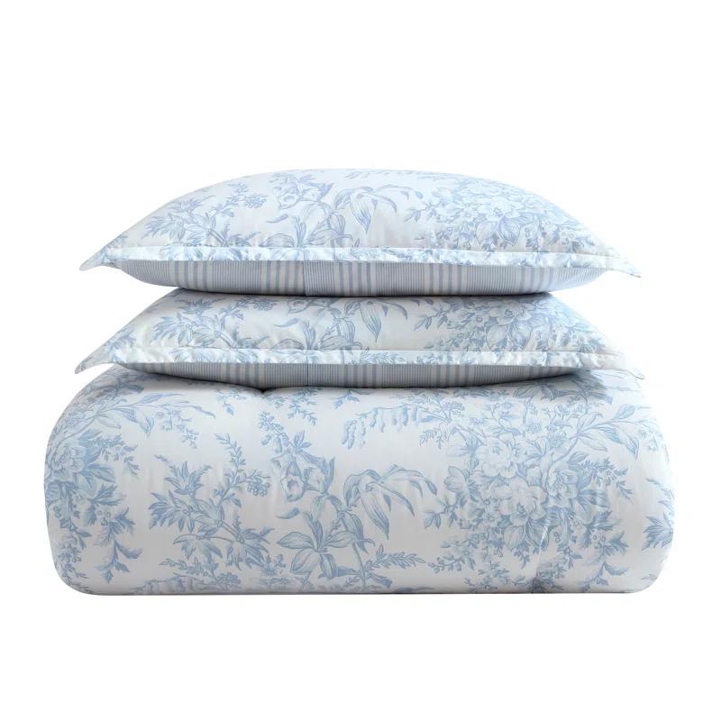 Laura Ashley Laura Ashley Bedford Reversible Cotton Blue Comforter Set