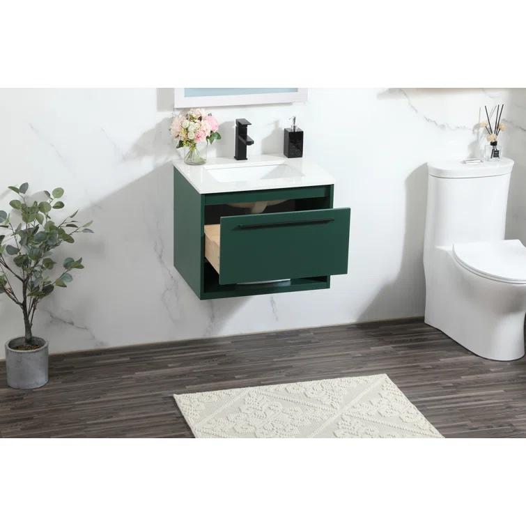 Wade Logan® Roman 24'' Single Bathroom Vanity with Engineered Marble Top