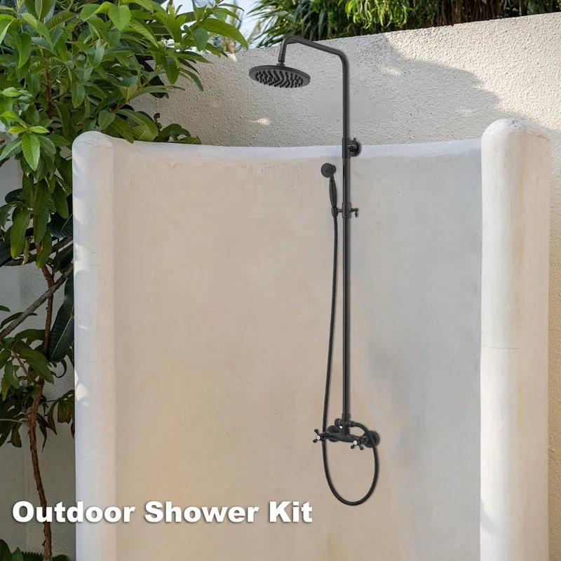 FUNDUXA Outdoor Shower Fixture With Handheld Spray Head