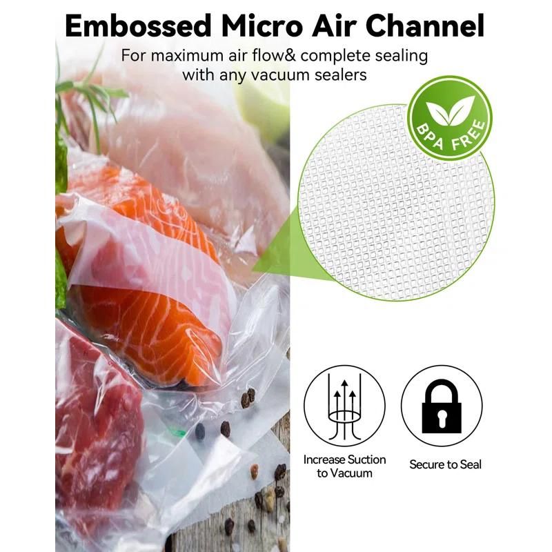 BEACHWATER POOL & SPA, LLC 300-Count Food Vacuum Sealer Bags, Thick BPA Free Sous Vide Bags Compatible With All Vac Machines, Food Saver, Seal A Meal, Commercial Grade Quart Precut Meal Prep Storage Bags