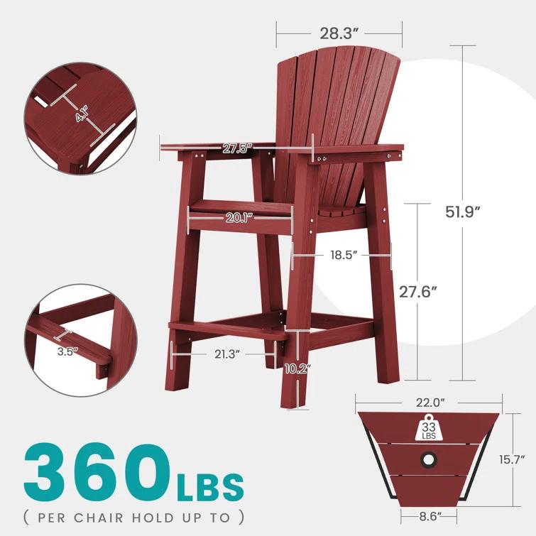 Rosecliff Heights Wolak HDPE Outdoor Adirondack Chair Set With Table