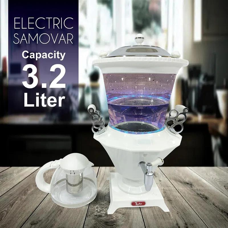 Ttak Houseware Ttak Houseware Electric Glass Samovar - Tea Maker Water Auto Shut Off Kettle Modern Design Overheat Boil-Dry Protection LED Temperature Glass Teapot