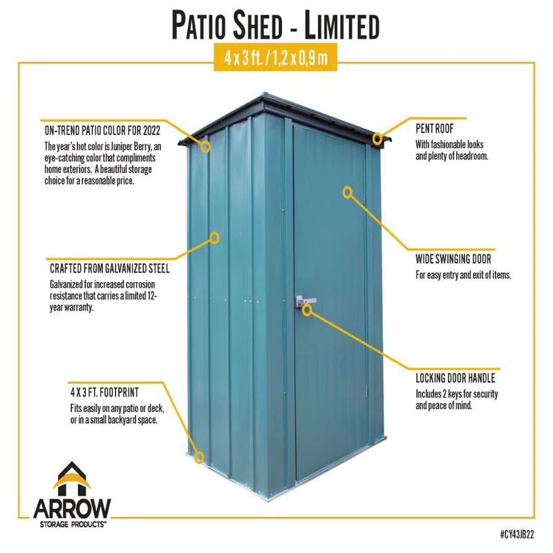 Arrow Spacemaker 4 ft. W x 3 ft. D Metal Vertical Storage Shed