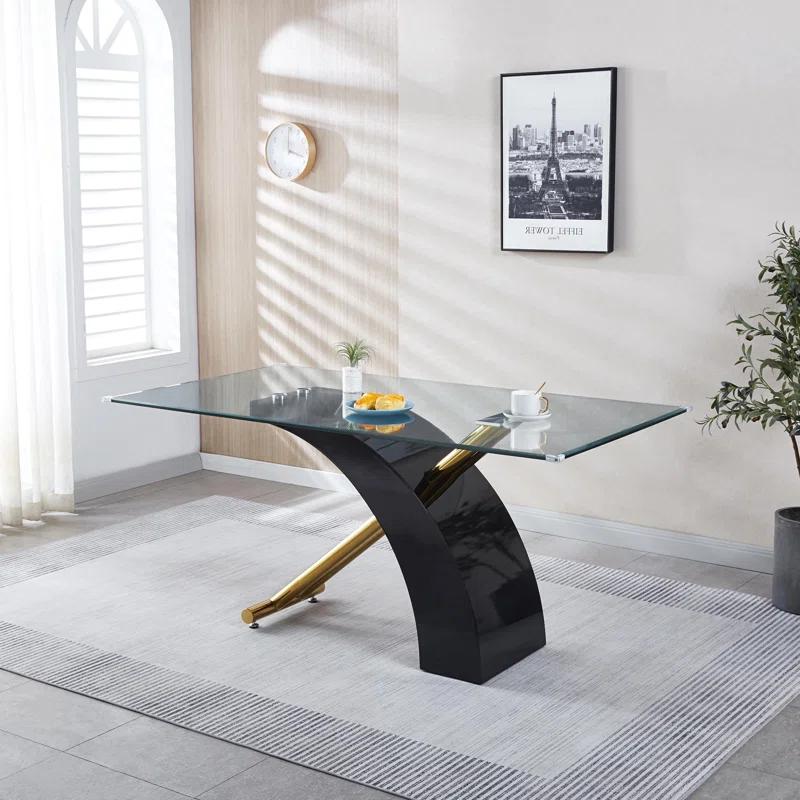 Stylish Dining Room Table, Luxury Glass Top Dining Table