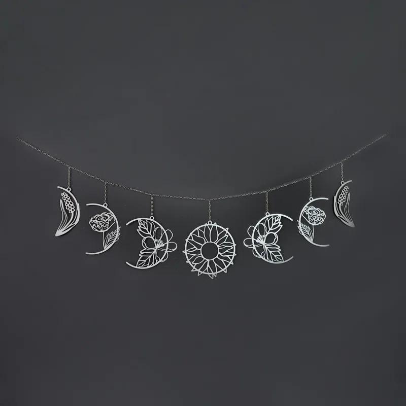 Floral Moon Phases Metal Wall Decor