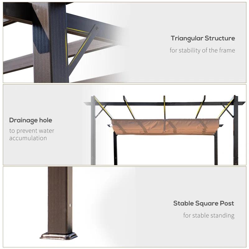 Outsunny Pergola with Retractable Shade Canopy, Aluminum
