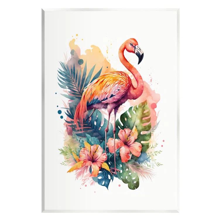 Stupell Industries Ba-032-Framed " Modern Tropical Flamingo " by LSR Design Studio
