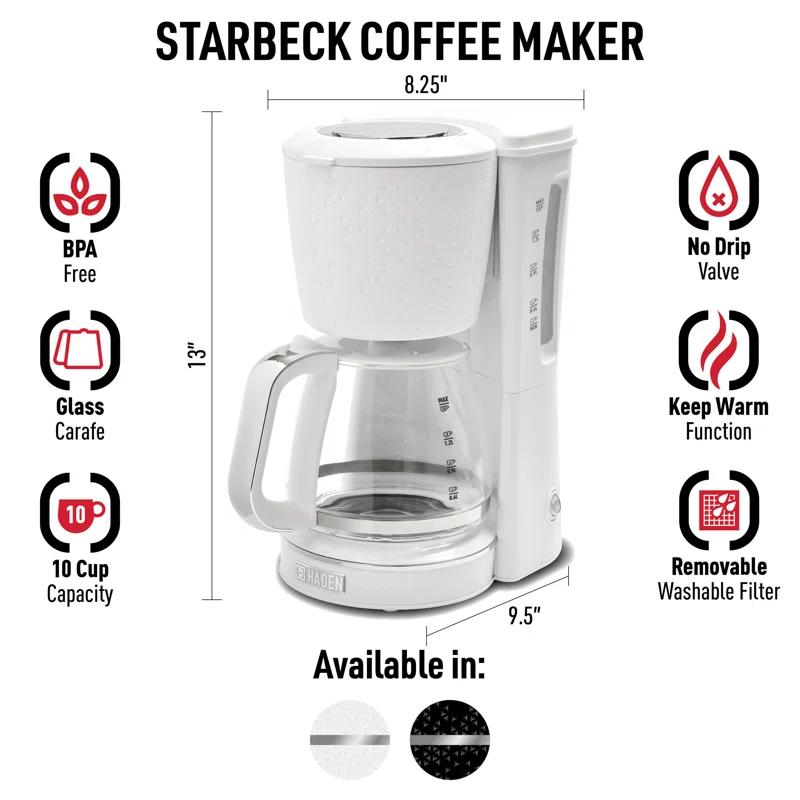 HADEN Starbeck White Drip Coffee Maker