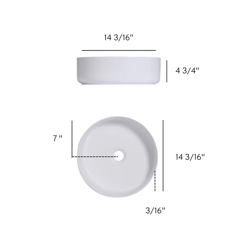 14 X 14 In. Round Ceramic Vessel Bathroom Vessel Sink