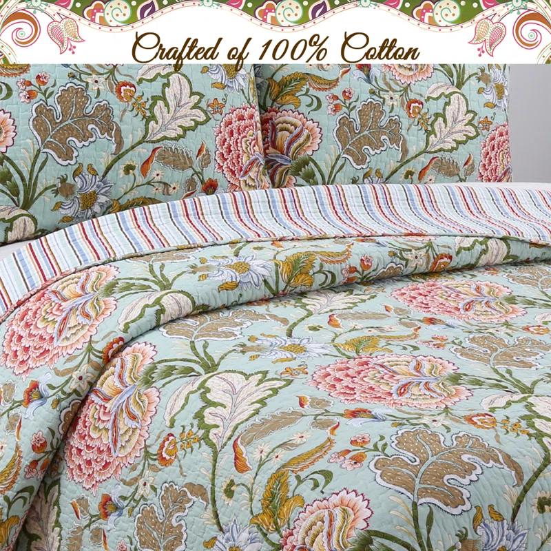 Cozy Line Home Fashion Cotton Floral Quilt Set