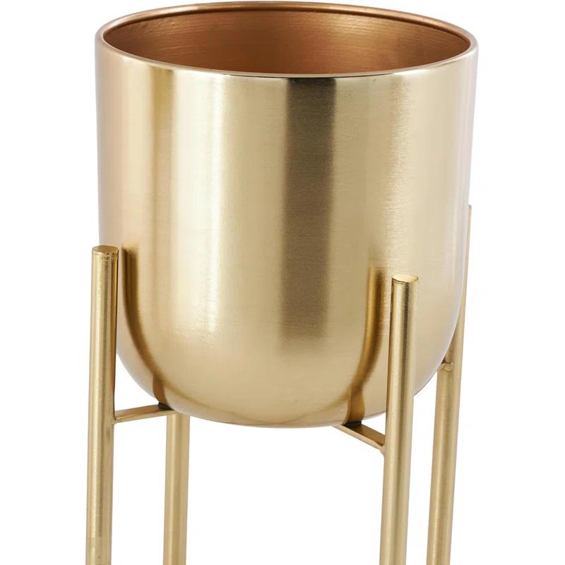 CosmoLiving by Cosmopolitan 2 - Piece Metal Dome Indoor Outdoor Planter with Removable Stand Set