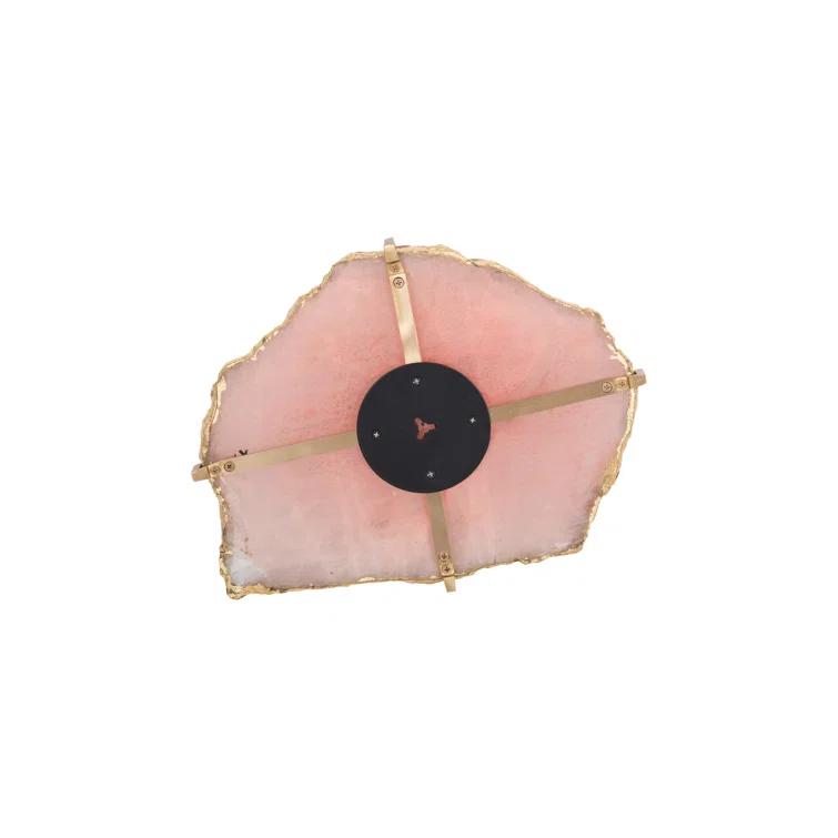 Rose Quartz Gem Wall Tile with Brass Setting