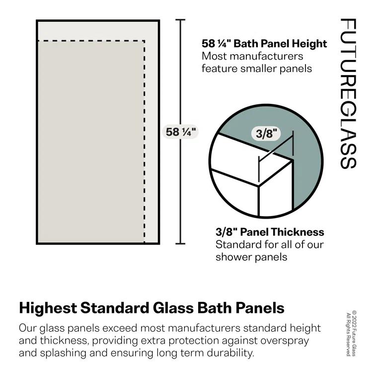 Glass Warehouse Illume 58.75 in. x 58.25 in. Fully Frameless Hinge Bathtub Door B-WH-58.75-BN