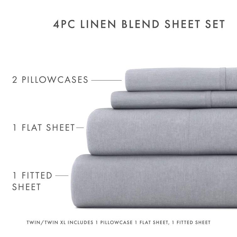 Linen Bamboo-Blend Breathable Luxury Bed Sheet Set