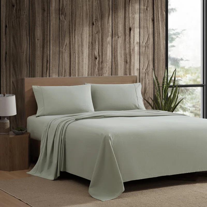 Eddie Bauer Eddie Bauer Solid Brushed Percale Cotton Sheet Set