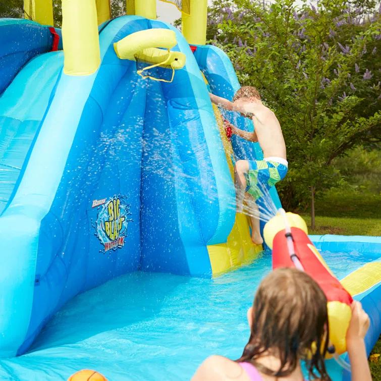 Banzai Big Blast Inflatable Water Park w/ Climbing Wall, Ball Game & Splash Pool | Wayfair