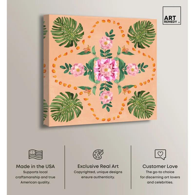 Art Remedy Floral Reef Pink Canvas Boho Maximalist Wall Art by Art Remedy