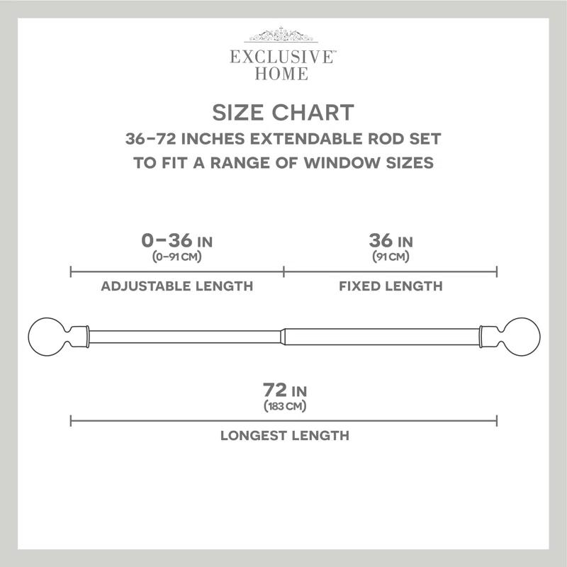 Amalgamated Textiles Exclusive Home Marquise 1" Curtain Rod and Coordinating Finial Set, Adjustable