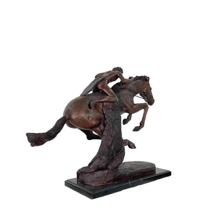 Bronze Cheyenne Sculpture with Brown Patina Finish